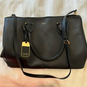 Black leather Ralph Lauren purse/work bag